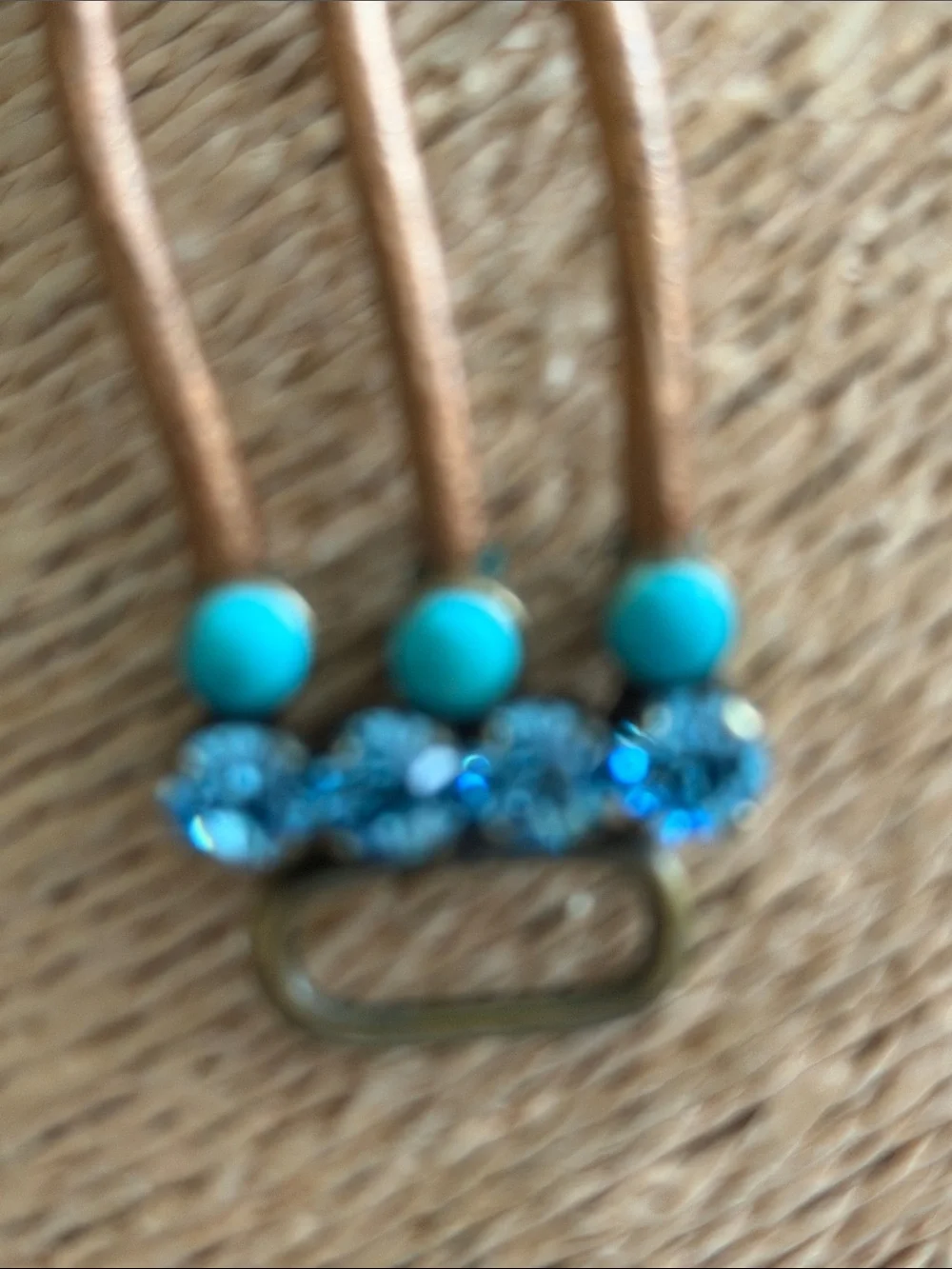 Bracelet turquoise color with blue rhinestones